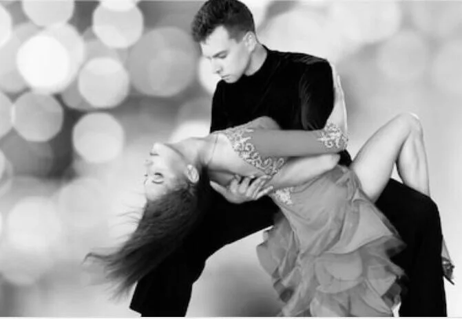 A couple dancing salsa