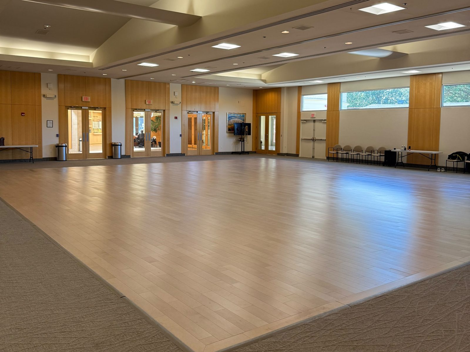 The large social hall at B'nai Tzedek in Potomac, Maryland